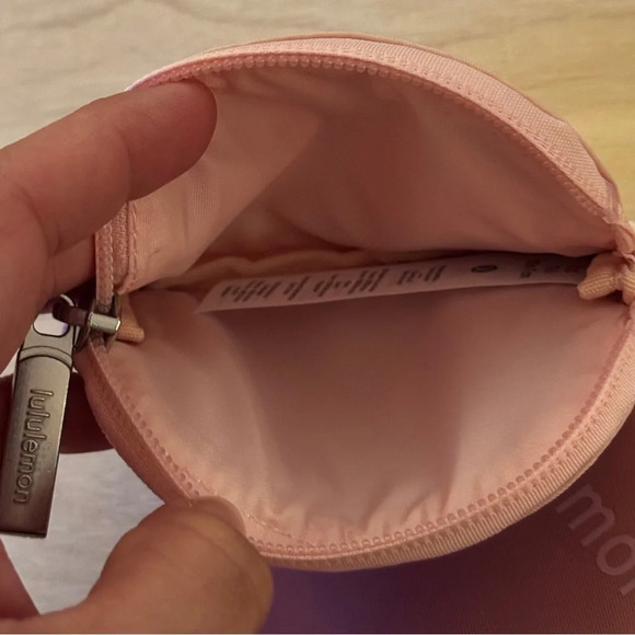 NWT - Lululemon Dual Pouch Wristlet Pink and Blush with Logo and Keychain Strap - Picture 10 of 12